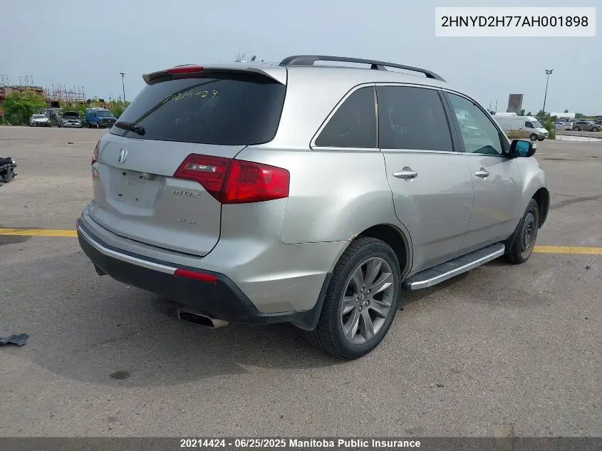 2010 Acura Mdx Elite VIN: 2HNYD2H77AH001898 Lot: 20214424