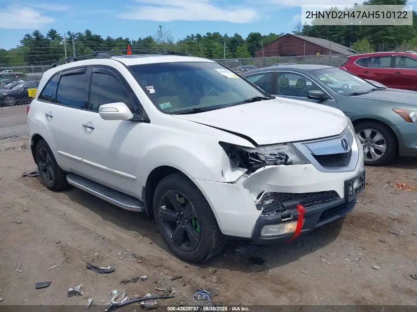 2010 Acura Mdx Technology Package VIN: 2HNYD2H47AH510122 Lot: 42629787