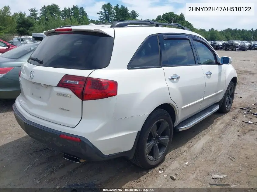 2010 Acura Mdx Technology Package VIN: 2HNYD2H47AH510122 Lot: 42629787