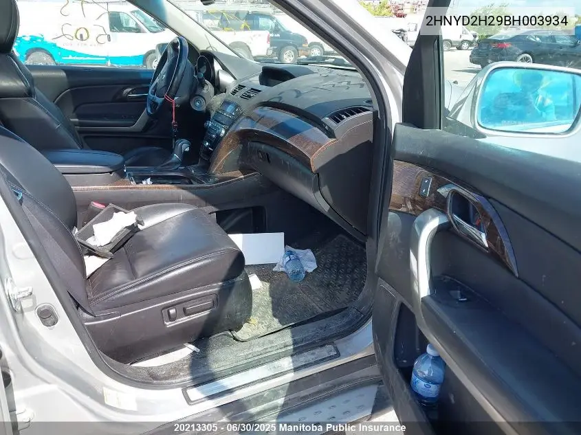 2011 Acura Mdx VIN: 2HNYD2H29BH003934 Lot: 20213305