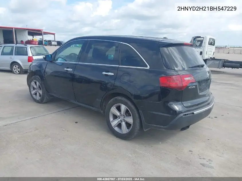 2011 Acura Mdx VIN: 2HNYD2H21BH547229 Lot: 42667087