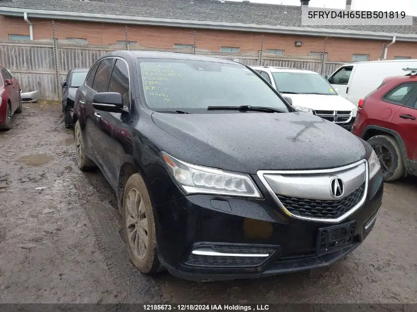 2014 Acura Mdx VIN: 5FRYD4H65EB501819 Lot: 12185673