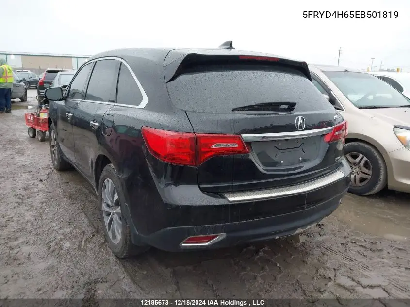 2014 Acura Mdx VIN: 5FRYD4H65EB501819 Lot: 12185673