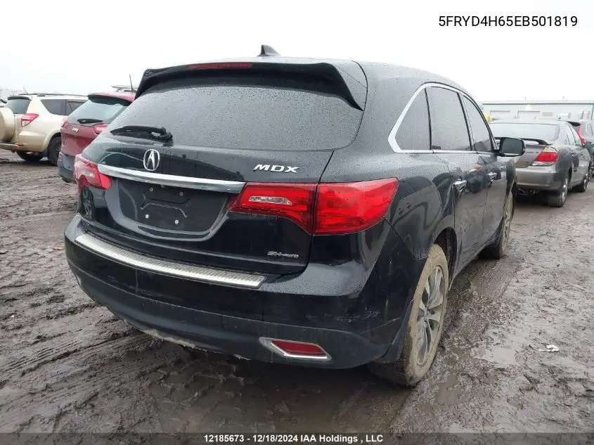2014 Acura Mdx VIN: 5FRYD4H65EB501819 Lot: 12185673