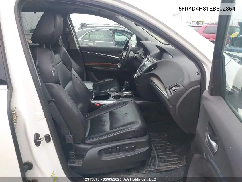 2014 Acura Mdx VIN: 5FRYD4H81EB502354 Lot: 12313873
