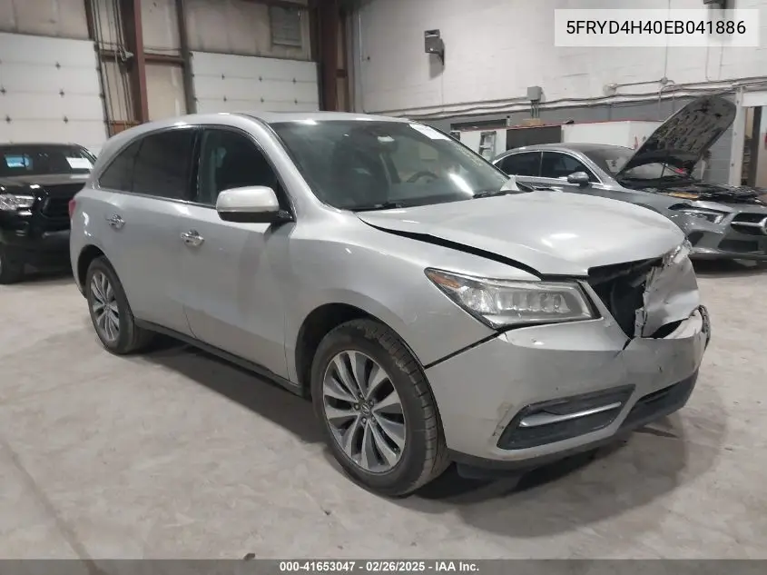 2014 Acura Mdx Technology Package VIN: 5FRYD4H40EB041886 Lot: 41653047