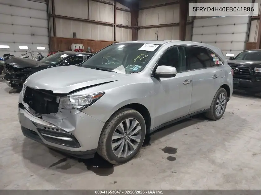 2014 Acura Mdx Technology Package VIN: 5FRYD4H40EB041886 Lot: 41653047