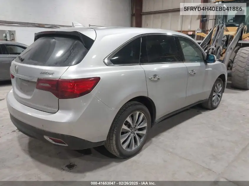 2014 Acura Mdx Technology Package VIN: 5FRYD4H40EB041886 Lot: 41653047