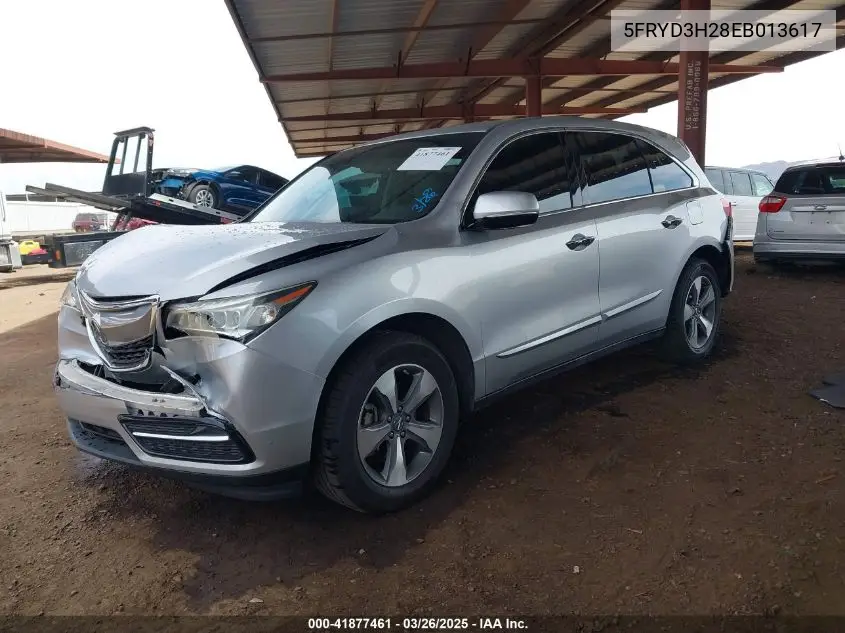 2014 Acura Mdx VIN: 5FRYD3H28EB013617 Lot: 41877461