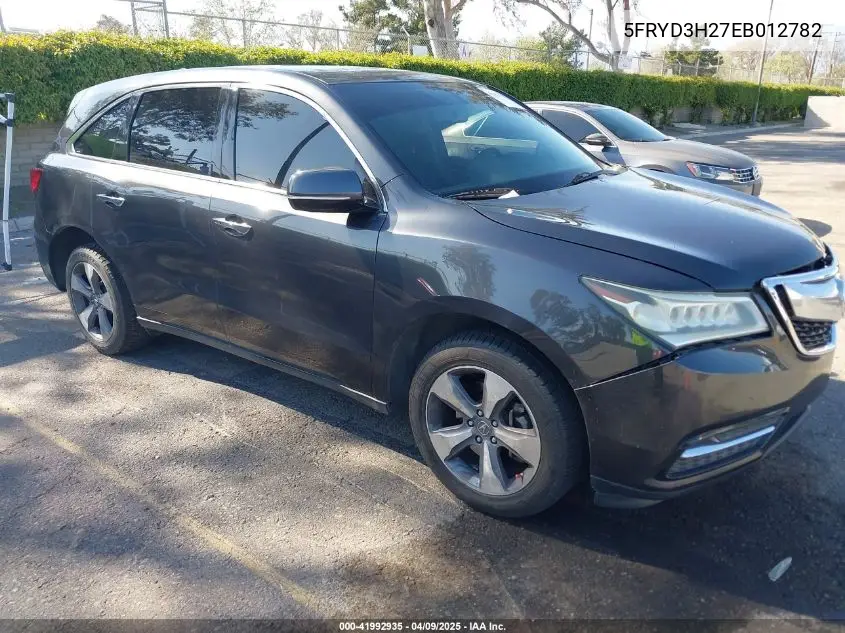 2014 Acura Mdx VIN: 5FRYD3H27EB012782 Lot: 41992935