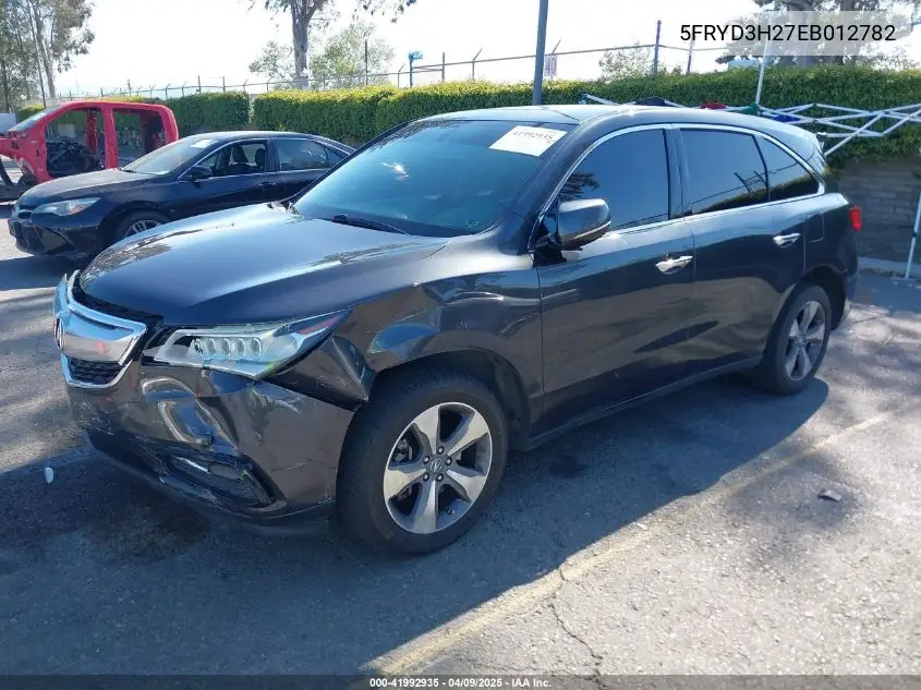2014 Acura Mdx VIN: 5FRYD3H27EB012782 Lot: 41992935