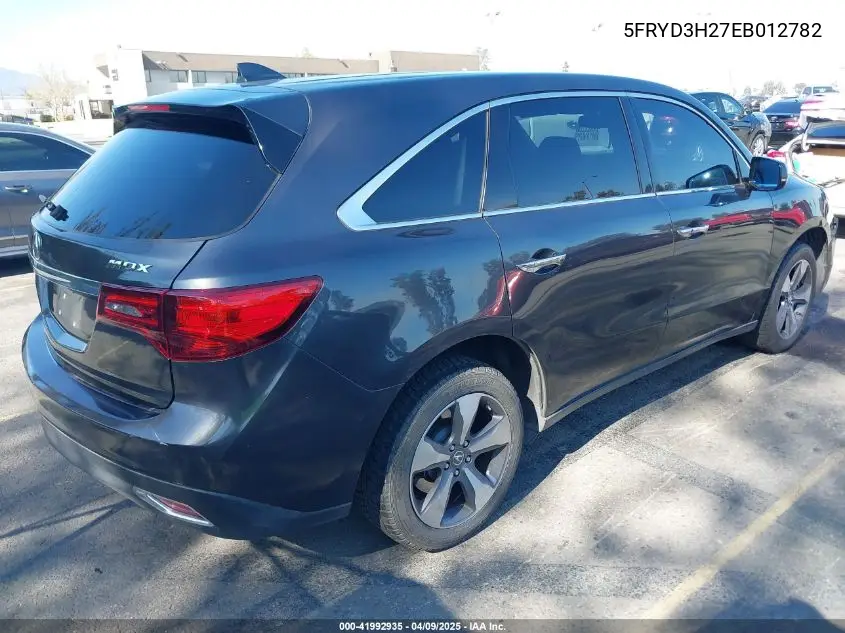 2014 Acura Mdx VIN: 5FRYD3H27EB012782 Lot: 41992935