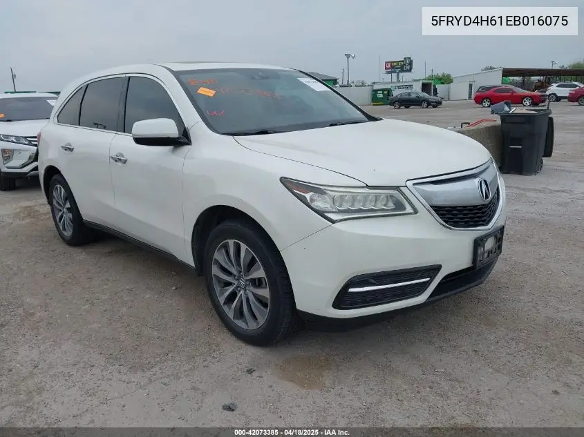 2014 Acura Mdx Technology Pkg W/Entertainment Pkg VIN: 5FRYD4H61EB016075 Lot: 42073385