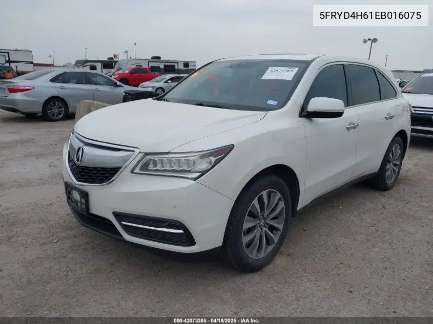 2014 Acura Mdx Technology Pkg W/Entertainment Pkg VIN: 5FRYD4H61EB016075 Lot: 42073385