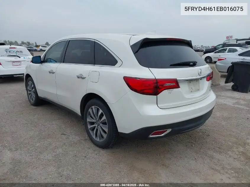 2014 Acura Mdx Technology Pkg W/Entertainment Pkg VIN: 5FRYD4H61EB016075 Lot: 42073385
