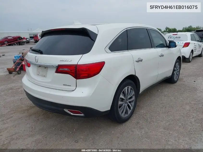 2014 Acura Mdx Technology Pkg W/Entertainment Pkg VIN: 5FRYD4H61EB016075 Lot: 42073385