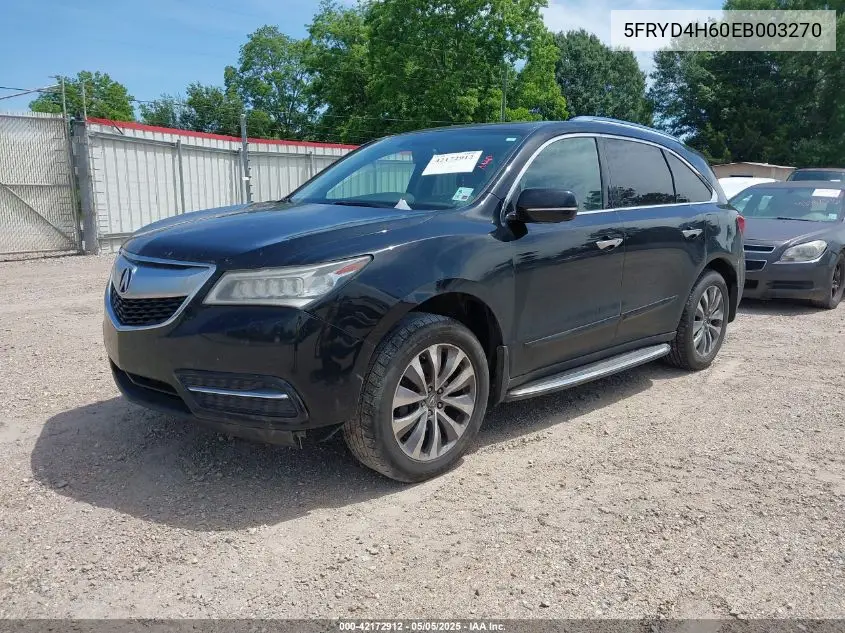 2014 Acura Mdx Technology Pkg W/Entertainment Pkg VIN: 5FRYD4H60EB003270 Lot: 42172912