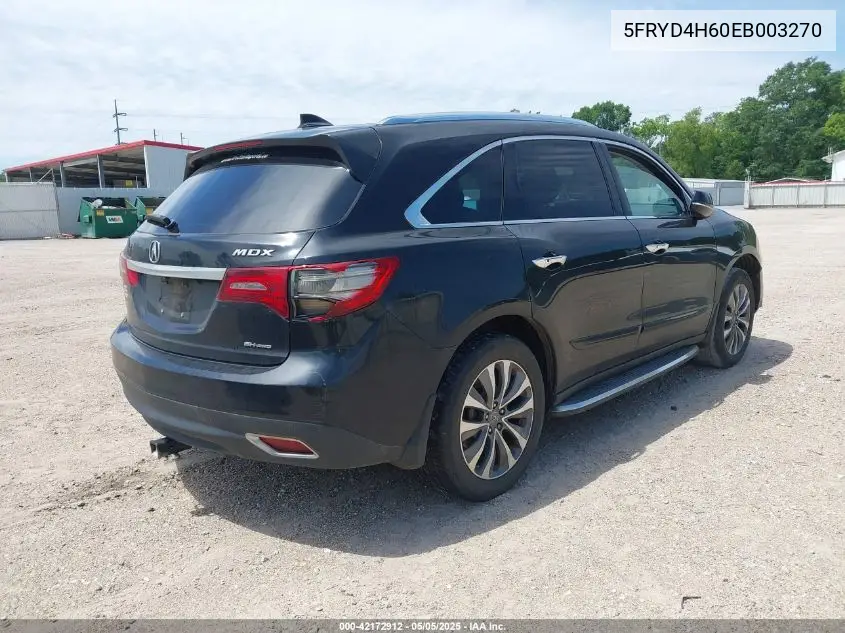 2014 Acura Mdx Technology Pkg W/Entertainment Pkg VIN: 5FRYD4H60EB003270 Lot: 42172912
