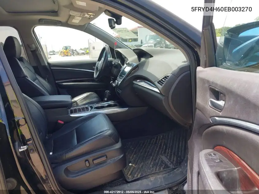 2014 Acura Mdx Technology Pkg W/Entertainment Pkg VIN: 5FRYD4H60EB003270 Lot: 42172912