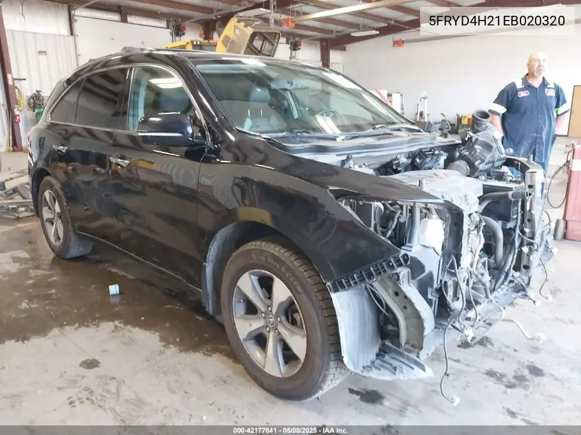 2014 Acura Mdx VIN: 5FRYD4H21EB020320 Lot: 42177841