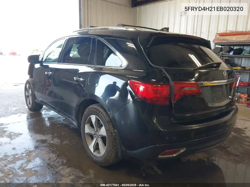 2014 Acura Mdx VIN: 5FRYD4H21EB020320 Lot: 42177841
