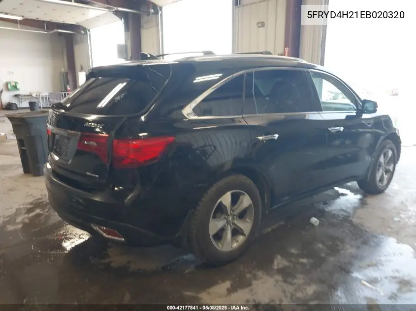 2014 Acura Mdx VIN: 5FRYD4H21EB020320 Lot: 42177841