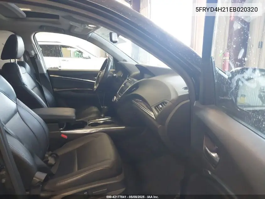2014 Acura Mdx VIN: 5FRYD4H21EB020320 Lot: 42177841