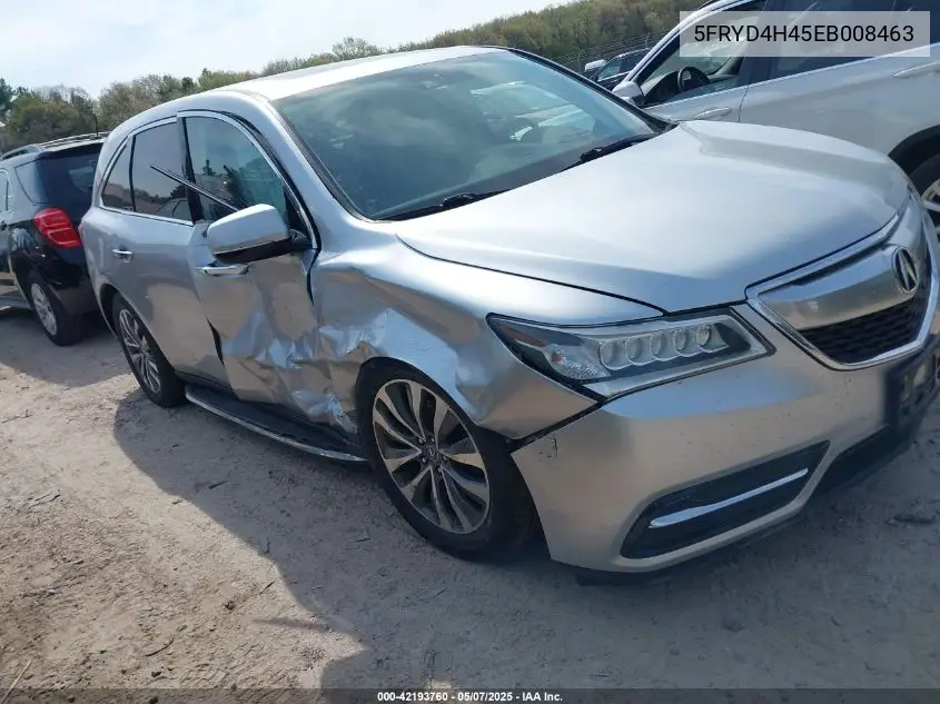 2014 Acura Mdx Technology Package VIN: 5FRYD4H45EB008463 Lot: 42193760