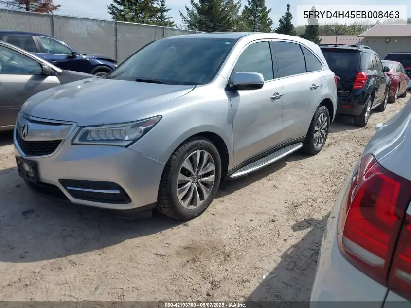 2014 Acura Mdx Technology Package VIN: 5FRYD4H45EB008463 Lot: 42193760