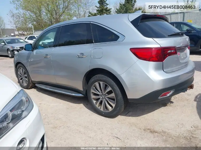 2014 Acura Mdx Technology Package VIN: 5FRYD4H45EB008463 Lot: 42193760