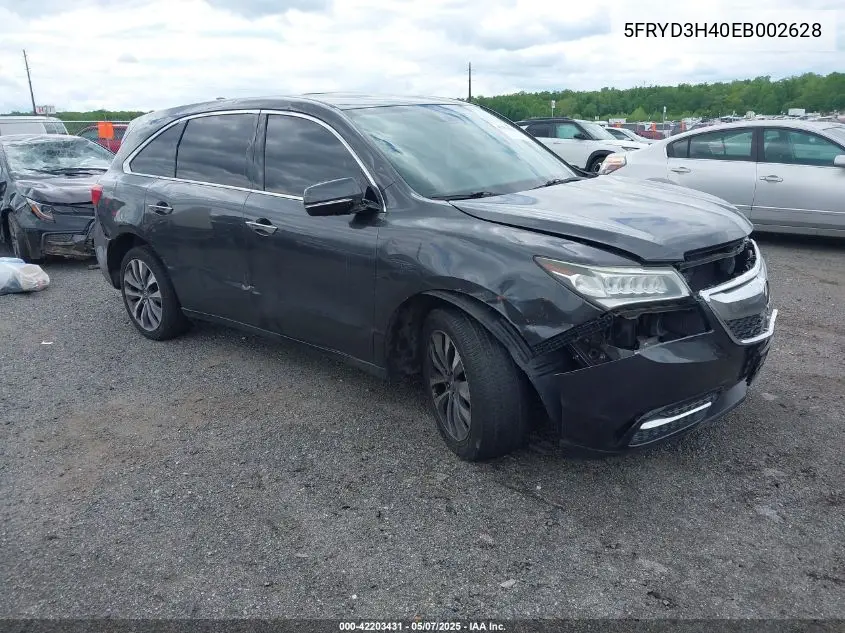 2014 Acura Mdx Technology Package VIN: 5FRYD3H40EB002628 Lot: 42203431
