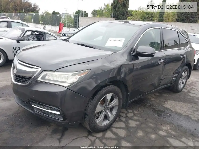 2014 Acura Mdx VIN: 5FRYD3H22EB015184 Lot: 42204888