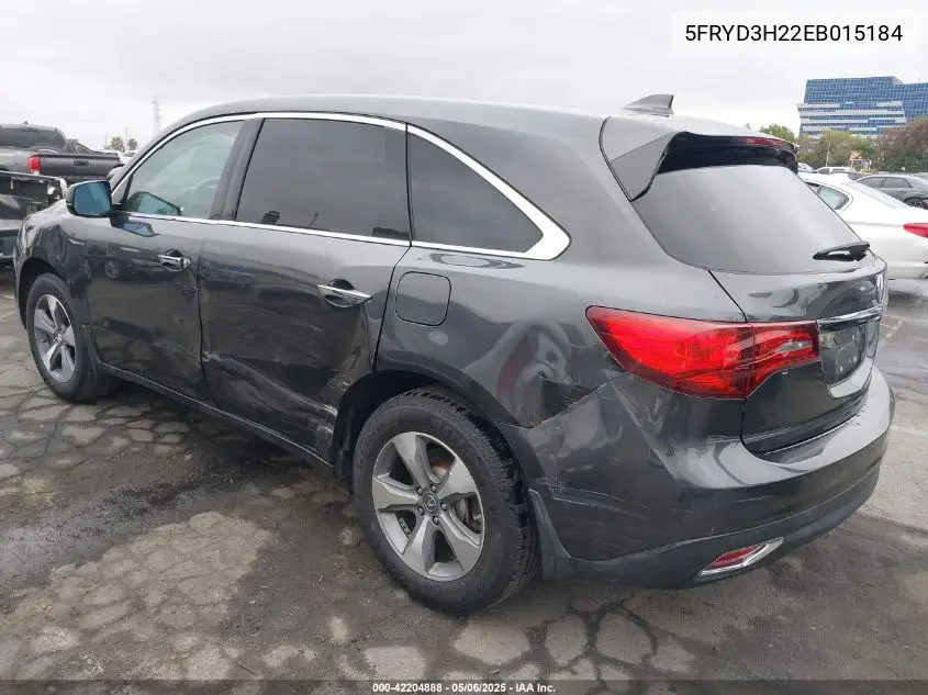 2014 Acura Mdx VIN: 5FRYD3H22EB015184 Lot: 42204888