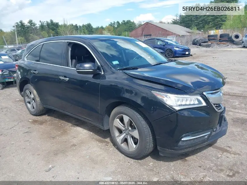 2014 Acura Mdx VIN: 5FRYD4H26EB026811 Lot: 42210812