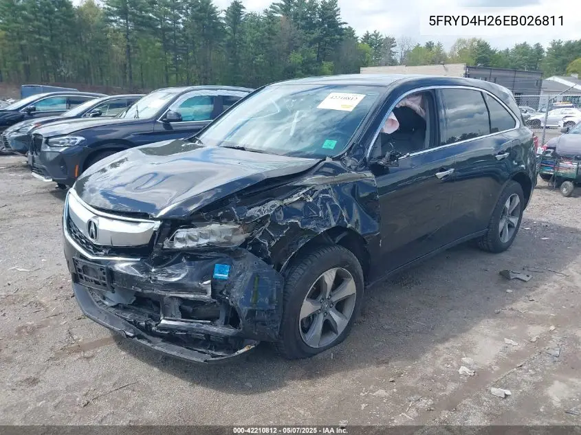 2014 Acura Mdx VIN: 5FRYD4H26EB026811 Lot: 42210812