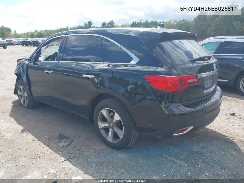 2014 Acura Mdx VIN: 5FRYD4H26EB026811 Lot: 42210812