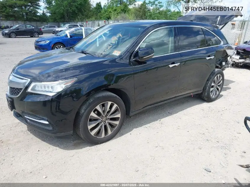 2014 Acura Mdx Technology Package VIN: 5FRYD4H45EB014747 Lot: 42221697