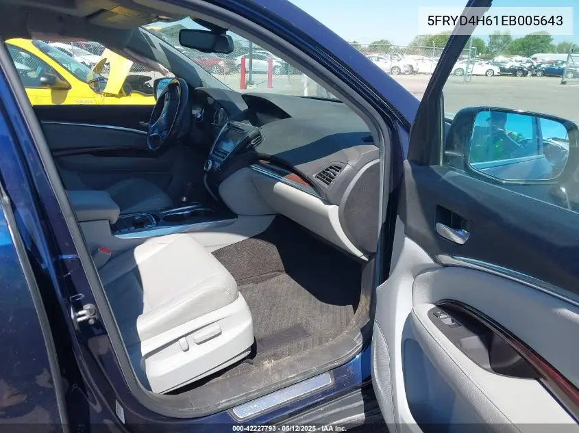2014 Acura Mdx Technology Pkg W/Entertainment Pkg VIN: 5FRYD4H61EB005643 Lot: 42227793