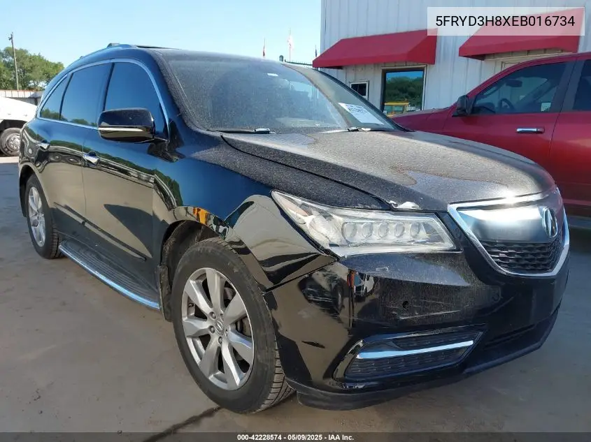 2014 Acura Mdx Advance Pkg W/Entertainment Pkg VIN: 5FRYD3H8XEB016734 Lot: 42228574