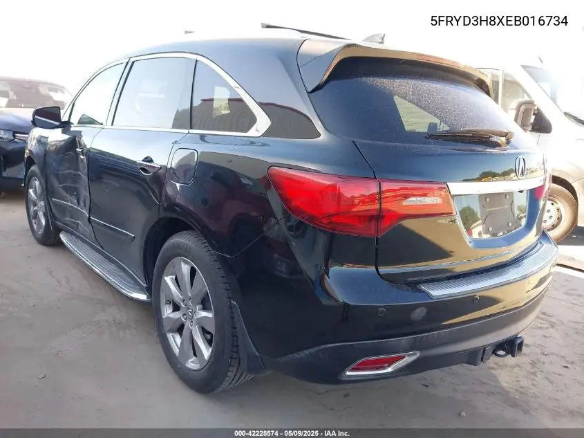 2014 Acura Mdx Advance Pkg W/Entertainment Pkg VIN: 5FRYD3H8XEB016734 Lot: 42228574