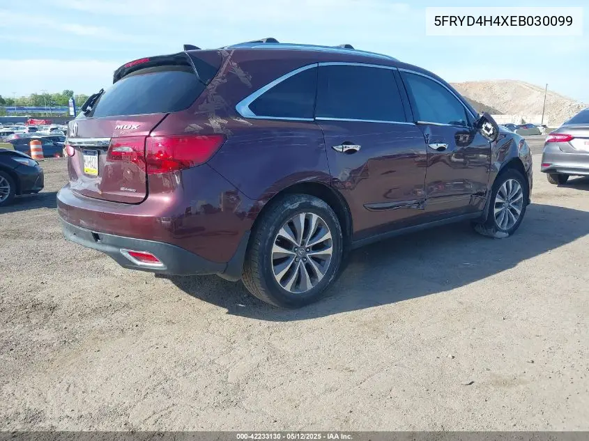 2014 Acura Mdx Technology VIN: 5FRYD4H4XEB030099 Lot: 42233130