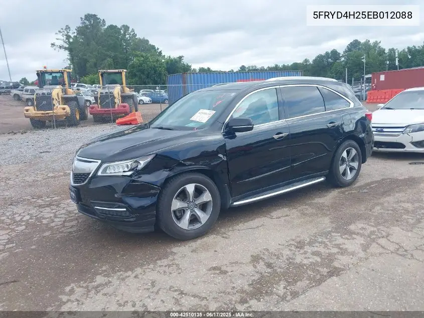 2014 Acura Mdx VIN: 5FRYD4H25EB012088 Lot: 42510135