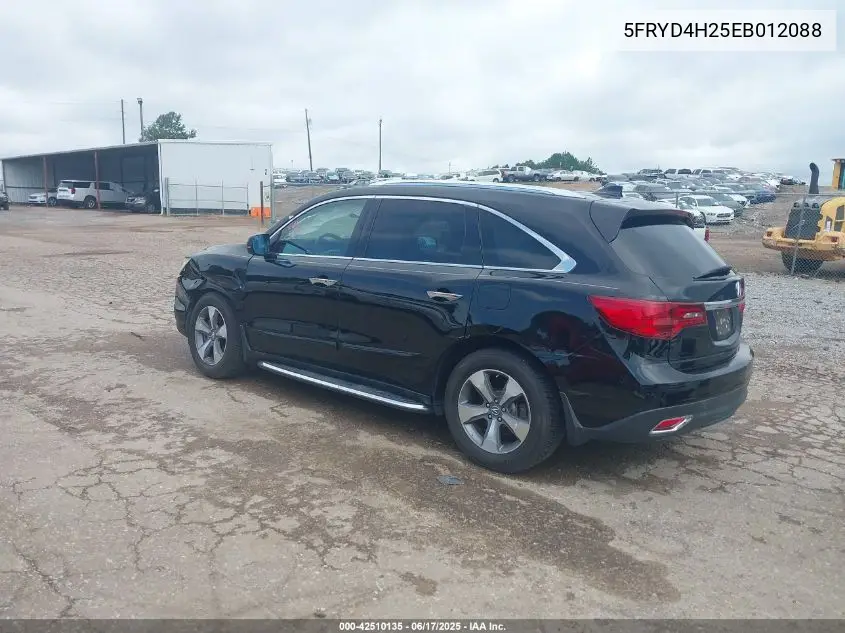 2014 Acura Mdx VIN: 5FRYD4H25EB012088 Lot: 42510135