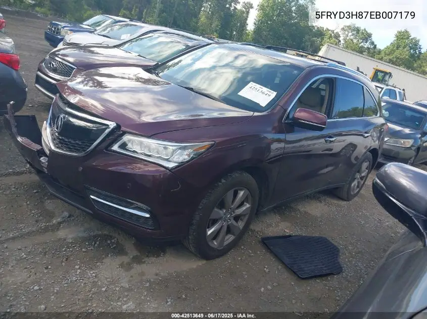 2014 Acura Mdx Advance Pkg W/Entertainment Pkg VIN: 5FRYD3H87EB007179 Lot: 42513649