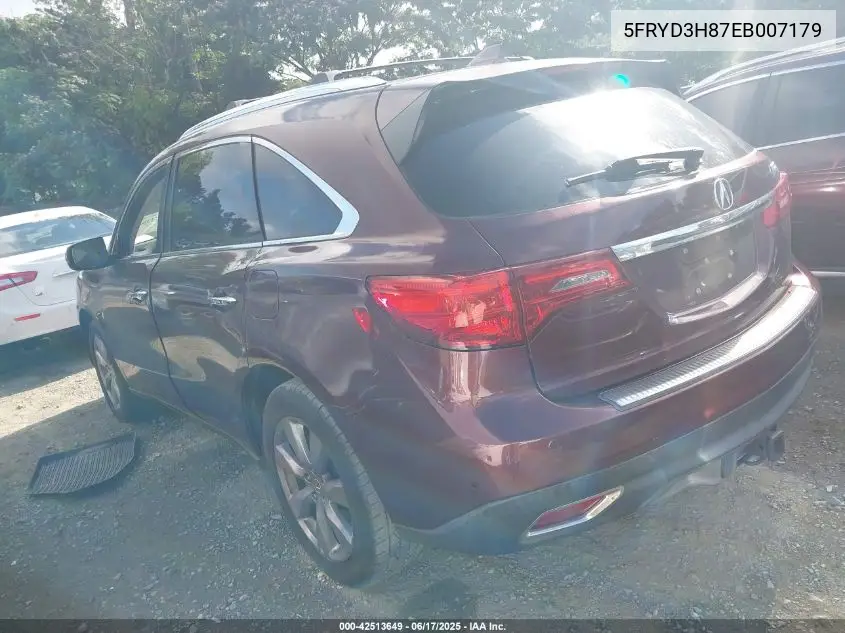2014 Acura Mdx Advance Pkg W/Entertainment Pkg VIN: 5FRYD3H87EB007179 Lot: 42513649