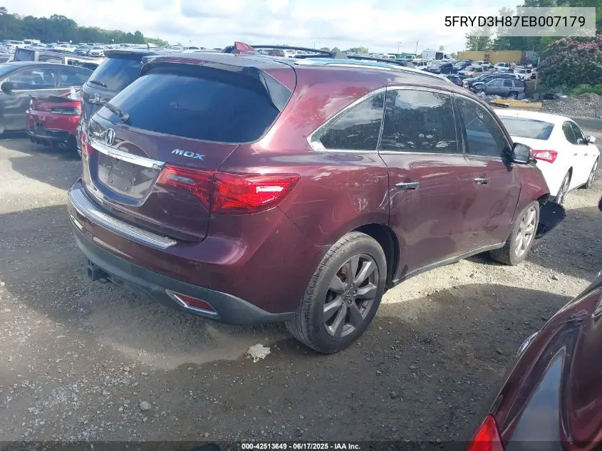 2014 Acura Mdx Advance Pkg W/Entertainment Pkg VIN: 5FRYD3H87EB007179 Lot: 42513649