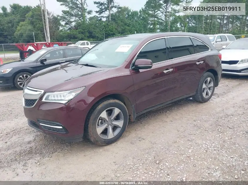 2014 Acura Mdx VIN: 5FRYD3H25EB019911 Lot: 42533700