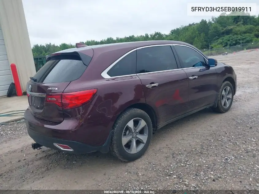 2014 Acura Mdx VIN: 5FRYD3H25EB019911 Lot: 42533700