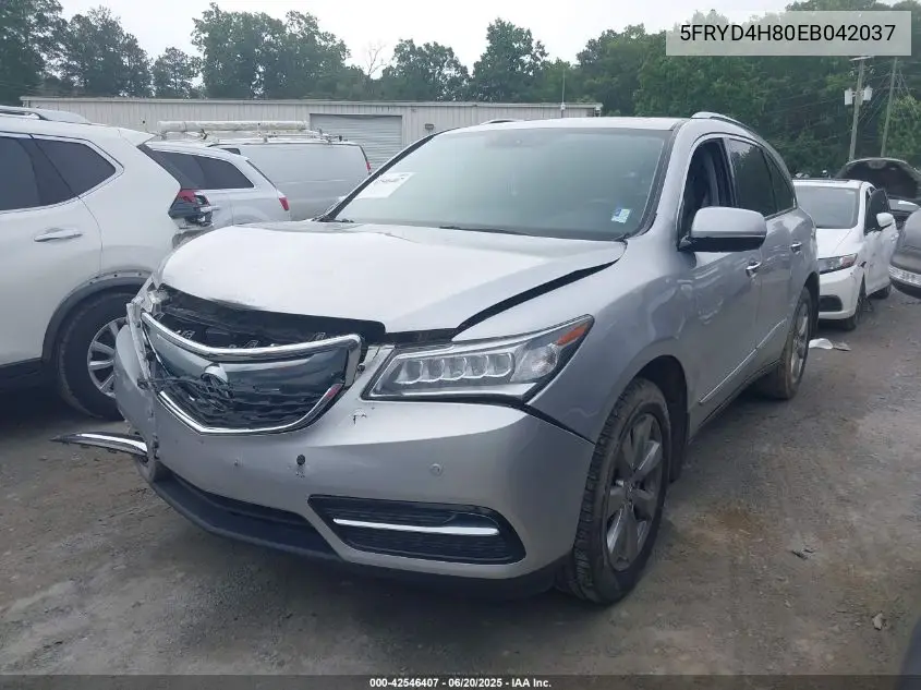 2014 Acura Mdx Advance Pkg W/Entertainment Pkg VIN: 5FRYD4H80EB042037 Lot: 42546407