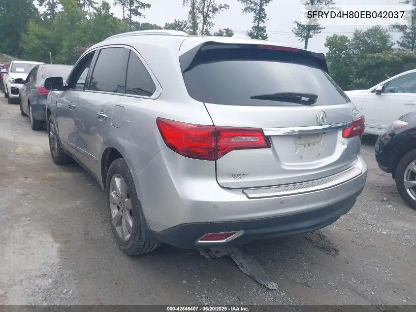 2014 Acura Mdx Advance Pkg W/Entertainment Pkg VIN: 5FRYD4H80EB042037 Lot: 42546407